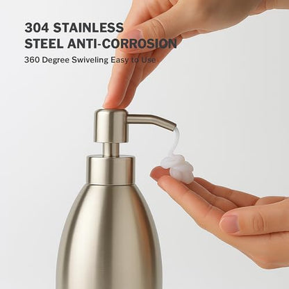 304 Stainless Steel Soap Dispenser 16oz Rust-Proof Liquid Soap Pump Bottle for Kitchen or Bathroom Countertop Hand Dish Lotion Leak-proof (Brushed Nickel) - color: Brushed Nickel