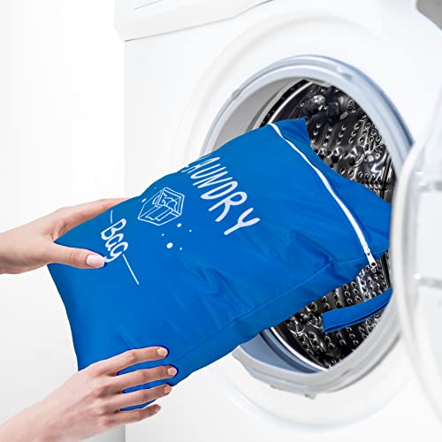 2 Pcs Large Travel Laundry Bag - Waterproof Wet Dry Washable for Dirty Clothes, Bathing Suit, Workout, Gym, Swimming, Yoga - color: Black+Blue