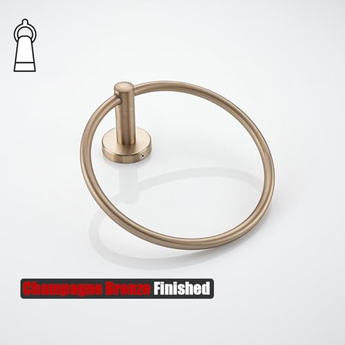 JQK Towel Ring Champagne Bronze, 304 Stainless Steel Hand Towel Holder for Bathroom Wall Mount, TR130-CB - color: Champagne Bronze