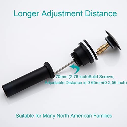 Dual Use Pop Up Drain Stopper, Bathroom Vanity Vessel Sink Stopper, Matte Black, for Basin with or Without Overflow Hole - color: Matte Black