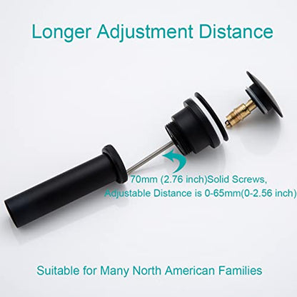 Dual Use Pop Up Drain Stopper, Bathroom Vanity Vessel Sink Stopper, Matte Black, for Basin with or Without Overflow Hole - color: Matte Black