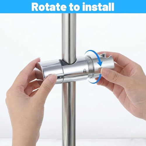 Shower Head Holder for Slide Bar - Universal Adjustable 0.77-1.1in /19-27mm | Hand Shower Wand Holder Bracket - 360 Degree Rotation Sprayer Showerhead Holders with Hanging Bathroom Replacement