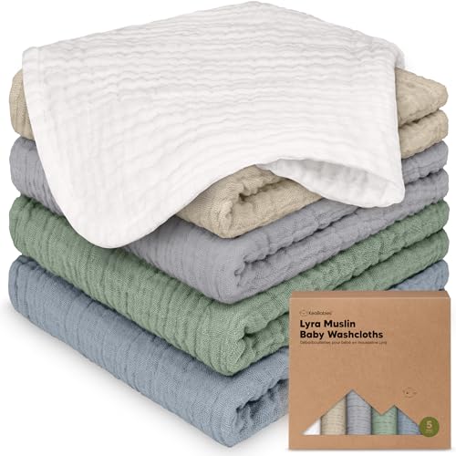 5pk Muslin Baby Washcloths for Newborn, 12x12 Soft Absorbent (Slate) | Organic Cotton Muslin Wash Cloths for Babies Girl, Boy, Infant, Toddlers, Kids Face Towel,Bath Essentials,Baby Burp Rags - color: Slate, size: 5-Pack