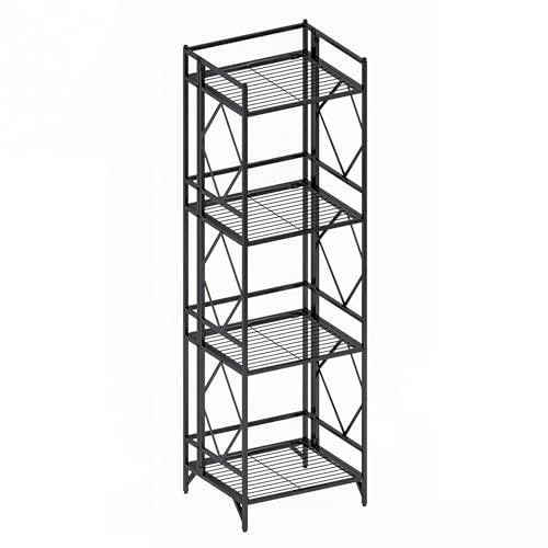 Nature's Rhythm 4-Tier Metal Storage Rack, Basement Storage Room Closet Shelving Utility Shelf Adjustable Garage Shelving Metal Shelving Unit (12.84 x 11.27 x 44.80inch, Black) - size: 4-Tier