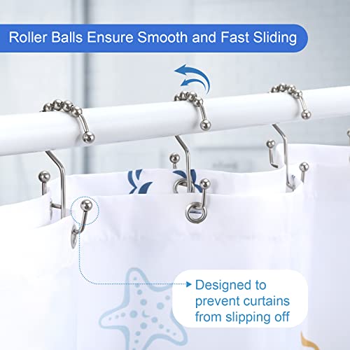 Shower Curtain Rings, SUTINE Double Shower Curtain Hooks, Rust-Resistant Stainless Steel Shower Curtain Rings, Easy Sliding Metal Shower Hooks for Shower Curtains & Liners, 12pcs-Matte Nickel - color: Matte Nickel