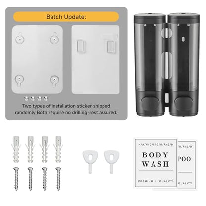Cabo Deseado Shampoo and Conditioner Dispenser,Shower Soap Dispenser 3 Chamber No Drill Wall-Mounted Shampoo Dispenser for Shower Wall Mounted Shower Dispenser for Bathroom Hotel Matte Black - color: Matte Black 2 Chamber