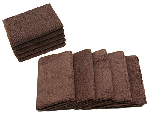 Microfiber Cleaning Cloth, Washcloths, 12x12 inch, 10 Pack, Brown | Fast Drying Dish Cloths for Washing Dishes, Ultra Absorbent Dish Rags, Lint Free Cleaning Rags For House&Kitchen - color: Brown