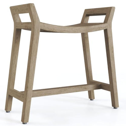 Patented Asia Ascend Mist-Shield Teak Shower Bench with Elevated Height | Durable, Water-Resistant Teak, Shower Chair & Shaving Foot Rest, Indoor/Outdoor Use