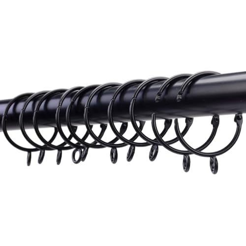 Openable Curtain Rings with Eyelets,1.5inch Heavy Duty Rustproof Metal Drapery Rings,Shower Curtain Rings 24pcs Black Zocang - color: Black, size: 1.5inch Inside Diameter