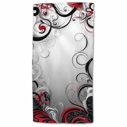 HGOD DESIGNS Red Black Mystic Cotton Soft Bath Towels - Magical Floral Swirls Leaves - Kitchen Hotel Spa Towels - 15"X30" - color: Towel-95