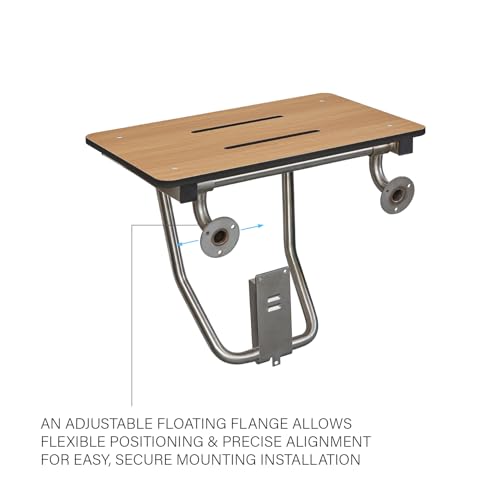 24" x 15" Teak Folding Wall Mount Shower Seat Bench, ADA Compliant - color: Teak, size: 24 inch