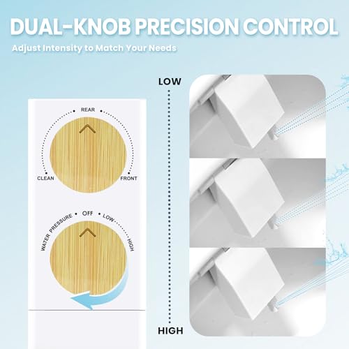 Toilet Bidet With Left/Right Side Reversible Design, Fresh Water, Non-Electric, Toilet Bidet Attachment, Right/Left Hand Side with Dual Nozzle, Self-Clean, Easy to Install (Bamboo Knob) - color: Bamboo Knob