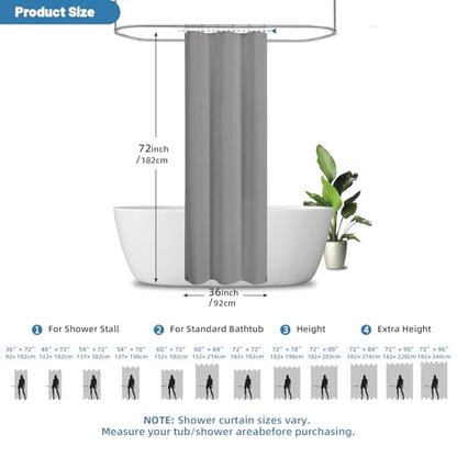 2-in-1 Waterproof Fabric Shower Curtain - No Separate Liner Needed, Hotel-Style Waffle Weave, Effortless Cleaning & Washable Bathroom Shower Curtain Set,36Wx72H,Grey - color: Grey, size: 36"W x 72"L (Pack of 1)