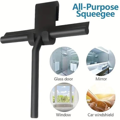All-Purpose Stainless Steel Shower Squeegee for Bathroom, Kitchen, Shower, Floor Cleaning with Adhesive Hook Sturdy Handle, Professional Cleaners, Window Cleaning for Window Squeegee (White)
