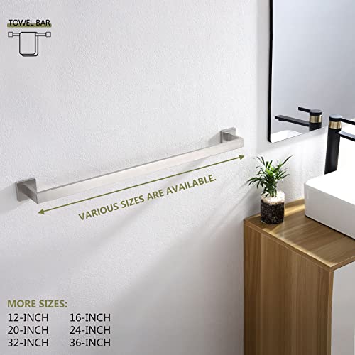 KOKOSIRI 32-Inch Single Towel Bar, Bathroom Kitchen Towel Holder, Wall Mounted SUS304 Stainless Steel Towel Rack, Brushed Nickel, B4003BR-L32 - color: Brushed Steel, size: 32-Inch