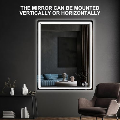 LED Bathroom Mirror with Lights, Anti-Fog, Dimmable, Lighted Bathroom Vanity Mirror for Wall, UL-Certified (32 x 40) - size: 40"L x 32"W