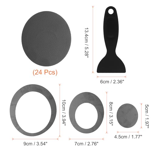 HARFINGTON 24pcs Non Slip Bathtub Stickers Bath Shower Floor 4" Anti-Slip Adhesive Sticker Tape Oval Style Decals with Scraper for Bathroom Kitchen Bathtub Treads Stairs, Gray - color: Gray