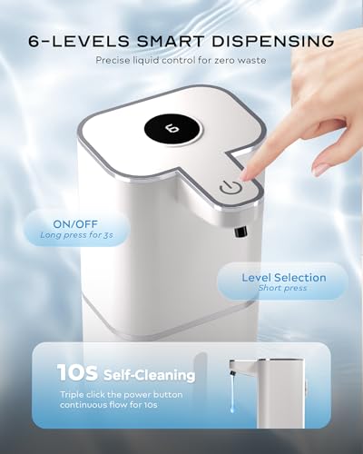 Automatic Soap Dispenser Touchless, 6-Level Adjustable,13.5oz/400ml Rechargeabled Wall Mounted Smart for Bathroom and Kitchen Dish Soap,White - size: Liquid