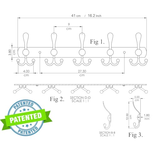 GlazieVault Coat Rack Wall Mount - Stainless Steel Coat Rack (2 Pack) - Heavy Duty Coat Hooks Wall Mounted - Hanger for Hat Towel Robes Jacket Clothes for Bathroom Entryway - style: Black Tri