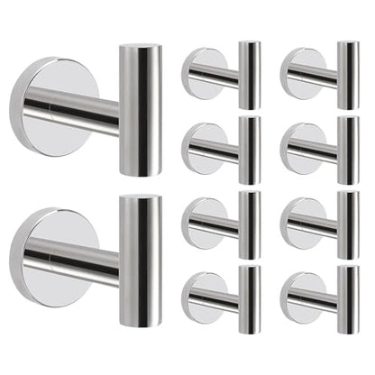 Livabber Bathroom Towel Hooks, 304 Stainless Steel Robe Shower Hooks Wall Mounted, Heavy Duty Towel Hangers for Bathroom Kitchen Bedroom (10 Pack, Chrome) - color: Chrome, size: 10 Pack