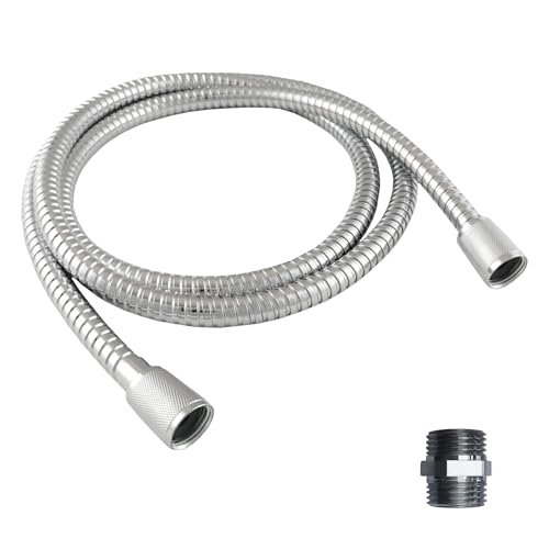 High Sierra Showerheads® - 6 ft Stainless Steel Premium Shower Hose with Non-Toxic and Safe Silicone Inner Tube & Hose Connector – Extra Long, Flexible Shower Hose – 72 Inches - Chrome - color: 1 Hose & 1 Connector