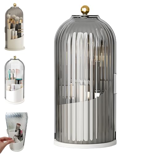 Concealed Toothbrush Holder, Rotating Bathroom Organizer Countertop | Toothbrush and Toothpaste Holders with Cover, Waterproof and Dustproof, 360° Rotating Base, for Bathroom Countertop - color: 1pcs Grey