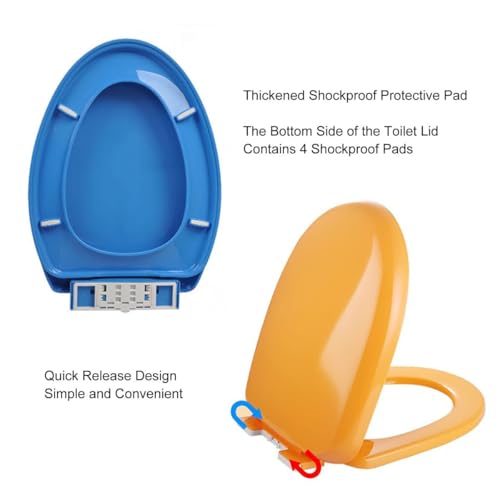 Toilet Seat with Quick Release for Easy Clean, 18.5" Standard Toilet Seats,Slow Close Detachable Bathroom Accessories Fits All Regular Toilet Bowls Pp Material, (Yellow) - color: Yellow