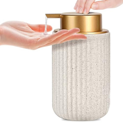 Soap Dispenser Ceramic with Easy-to-Press Pump Hand Lotion Liquid Soap Dispenser for Bathroom Kitchen - color: Liquid-stripe