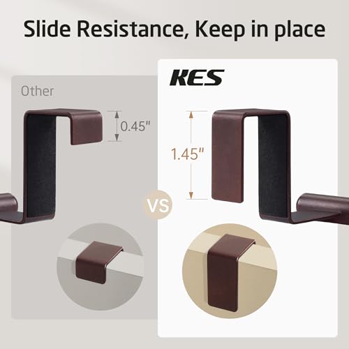 KES Over The Cabinet Towel Holder Fit 1" Thick, Kitchen Towel Holder, Brown | Anti-Wobble, Scratchproof, for Dish Hand Towels, Over The Door Towel Bar with Extended Hooks, 2 Pack, KTH500S26-OB-P2 - color: Brown