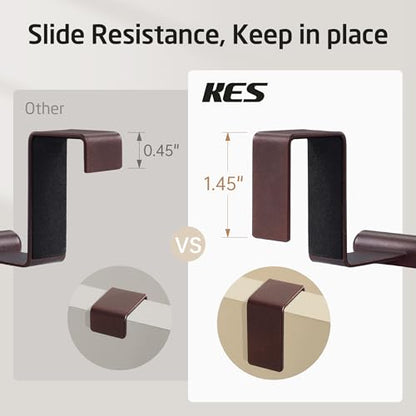 KES Over The Cabinet Towel Holder Fit 1" Thick, Kitchen Towel Holder, Brown | Anti-Wobble, Scratchproof, for Dish Hand Towels, Over The Door Towel Bar with Extended Hooks, 2 Pack, KTH500S26-OB-P2 - color: Brown