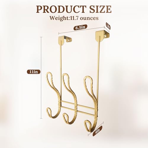 Twisted Design Over The Door Hook Rack, Over The Door Towel Rack, Door Hanger, Door Coat Hanger, Over The Door Coat Rack, for Bathroom, Bedroom or Laundry Room (Gold with 6 Hooks) - style: Gold with 6 Hooks