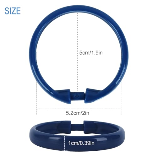 Navy Blue Shower Curtain Hooks - 12 Pcs Circular Plastic Shower Curtain Rings for Bathroom - O Shaped Dark Blue Shower Hooks Rings for Shower Curtain Rod - color: Navy Blue