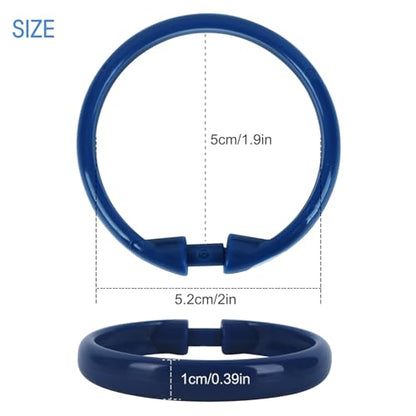 Navy Blue Shower Curtain Hooks - 12 Pcs Circular Plastic Shower Curtain Rings for Bathroom - O Shaped Dark Blue Shower Hooks Rings for Shower Curtain Rod - color: Navy Blue