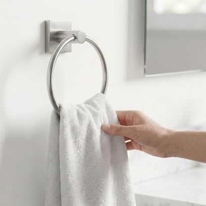 24-Inch Wall Mounted Towel Racks for Bathroom – Space Saver 4-Piece Durable Stainless Steel Bathroom Hardware Set with Towel Bar, Towel Ring, Toilet Paper Holder & Hook, Brushed Nickel - color: Brushed Nickel
