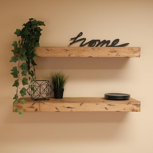 Urbandi Rustic Distressed Floating Shelves, Set of 2, Handmade Out of Pine Wood, 3 Inch Thick, Made in USA (Aged Oak, 24Lx3Hx8D) - color: Aged Oak, size: 24Lx3Hx8D