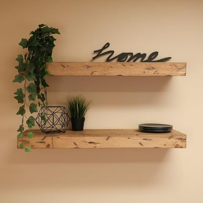 Urbandi Rustic Distressed Floating Shelves, Set of 2, Handmade Out of Pine Wood, 3 Inch Thick, Made in USA (Aged Oak, 36Lx3Hx8D) - color: Aged Oak, size: 36Lx3Hx8D