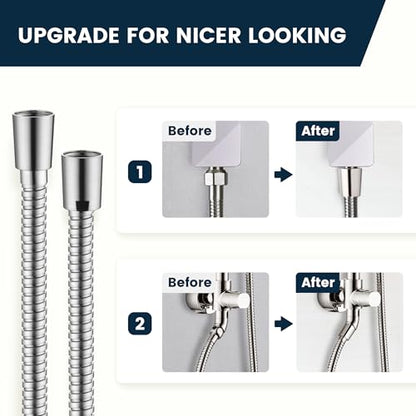 BRIGHT SHOWERS Extra Long Shower Hose 118 Inches – Stainless Steel Handheld Shower Hose with Brass Connectors, Anti-Kink, Leak-Proof, Easy to Install, Fits Most Shower Heads, Brushed Nickel - color: Brushed Nickel, size: 118 Inch
