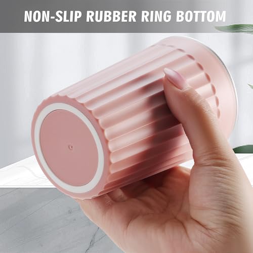 Toothbrush Cup Holder for Bathroom,Reusable Stainless Steel Bathroom Cup | 3"x4.5" Unbreakable Pink Bathroom Tumbler Cup ,300ml Easy To Clean Striated Mouthwash Cup - color: Pink