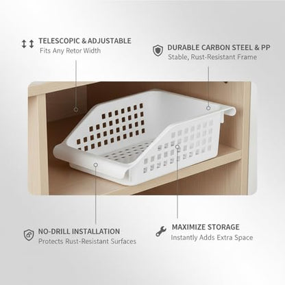Adjustable Telescopic Cabinet Shelf, Tool-Free Under Sink Organizer Rack, Carbon Steel and PP Plastic Storage Solution for Kitchen and Bathroom - size: 9.84 x 6.69 x 3.31 in