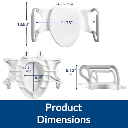 Bemis Assist Toilet Seat with Built-in Support Handles, Hinges Never Loosen, Fits Round and Elongated - style: Seat with Handles