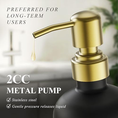 Cisily Kitchen Soap Dispenser Set Comes with Ceramics Sponge Holder, Gold Pumps, and Instant Dry Tray, Hand and Dish Soap Dispenser Set (4, Gold + Black + Sponge Holder) - color: Gold + Black + Sponge Holder