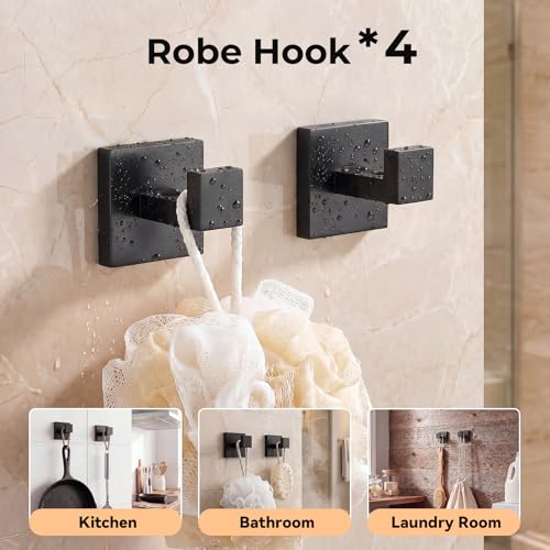 10-Piece Black Bathroom Hardware Set SUS304 Stainless Steel, 2×23.6" Towel Bars, 2 Towel Rings, 2 Toilet Paper Holders & 4 Towel Hooks Wall Mounted Bathroom Accessories Set - color: Matte Black, size: 10 pack
