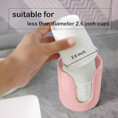 Ceramic Bathroom Cup Dispenser, 3 oz 4 oz Disposable Cups Holder, Small Mouthwash Cup Dispenser (Pink) - color: Pink