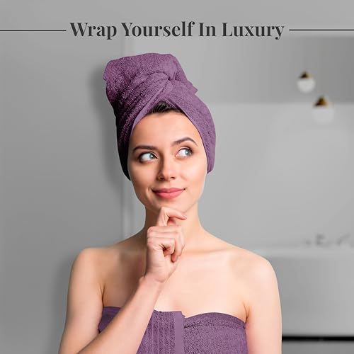 4 Piece Extra Large Bath Towels 30 x 60 Inches, Purple | 100% Cotton, Larger & Lighter Weight, Quicker to Dry, Super Soft and Absorbent, Perfect for Bathroom - color: Purple