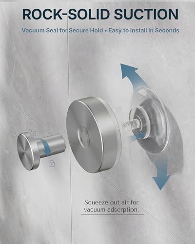 RARXTR 3PCS Bathroom Hardware Set, Brushed Nickel Wall Mounted Toilet Paper Holder, 2 Suction Cup Towel Hooks, Bathroom Accessories SUS 304 Stainless Steel, Rust-Proof, Modern - color: Brushed Nickel