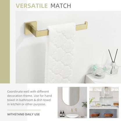 Angle Simple Hand Towel Holder Brushed Gold, Bathroom Towel Bar Wall Mount | Light Gold Tone, 10.24 Inches, Solid SUS304 Stainless Steel, Handy Open Sided Design for Laundry Kitchen Shower Vanity Sink - color: Brushed Gold