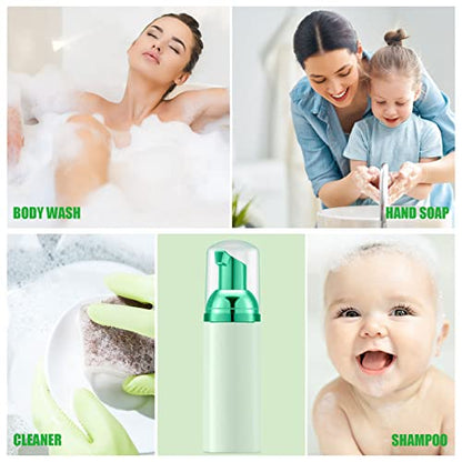 Lil Ray 2 Oz Empty Green Foam Pump Bottle, Travel Foamer Soap Dispenser for Lash Shampoo, Hand Soap, Foaming Cleaner(Green Pump, 12 PCS) - color: Green