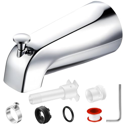 Enhon Tub Spout, Universal Fits 1/2'' Copper Pipe, 1/2'' IPS and 3/4'' IPS, Bathroom Bathtub Tub Faucet Replacement with Adapters (with Diverter,Chrome) - color: Chrome, style: with Diverter