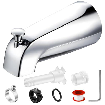 Enhon Tub Spout, Universal Fits 1/2'' Copper Pipe, 1/2'' IPS and 3/4'' IPS, Bathroom Bathtub Tub Faucet Replacement with Adapters (with Diverter,Chrome) - color: Chrome, style: with Diverter