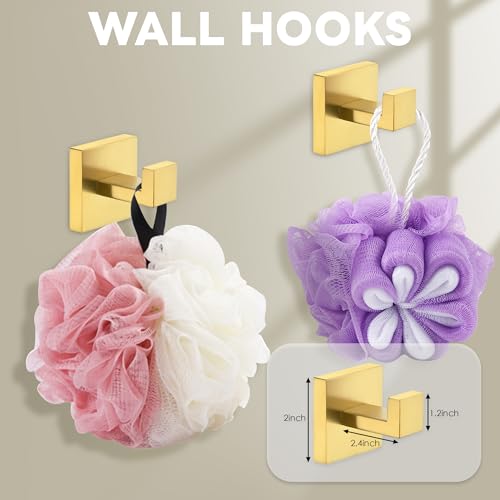 5-Piece Brushed Gold Bathroom Hardware Set - Hand Towel Bar, Toilet Paper Holder, Towel Ring & Rack - color: Gold